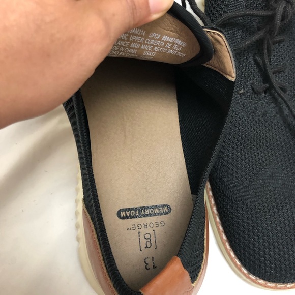 GEORGE MENS BLACK & BROWN LACE UP CASUAL FORMAL SHOES SIZE 13 MEMORY FOAM - Picture 6 of 15